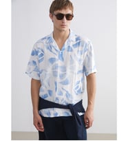 LCW Vision Mavi Regular Fit Resort Yaka Kısa Kollu Desenli Erkek Gömlek
