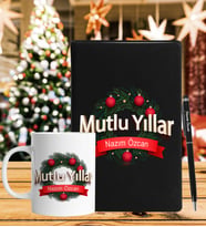 Yılbaşı İçin Kişiye Özel Defter Kalem & Kupa Hediye Seti