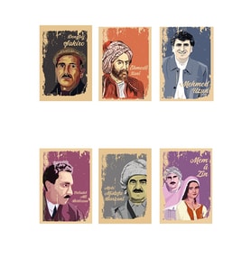 Kürt Ünlüleri Resimli Not Defterleri-dengbêj Şakiro-mehmed Uzun-mustafa Barzani - Ehmedê Xani - Seti (Renksiz)
