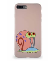 Apple iPhone 8 Plus Soft Premier Kapak Salyangoz Gary Tasarımlı Silikon Kılıf - Pudra (Şeffaf)