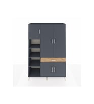 Hyperion Dolap 8 Raflı Tek Çekmeceli 5 Kapaklı 132x44x195 Antrasit-Antrasit/Çam