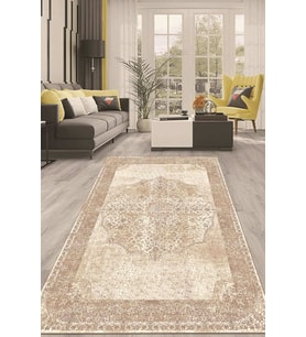 Dijital Kaymaz Taban Yıkanabilir Modern Renkli Salon Halısı Mutfak Halısı Yolluk ND-HT-479 (Kahverengi)