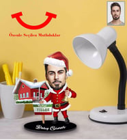 Kişiye Özel Yılbaşı Erkek Karikatürlü 3mm Şeffaf Pleksi Akrilik Biblo Model-11