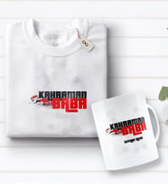 BK Gift Kişiye Özel Kahraman Baba Tasarımlı Beyaz Tişört ve Kupa Seti-2 (Model 1)