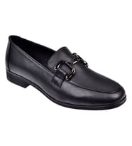 Beety Hakiki Deri Tokalı Makosen Kadın Ayakkabı BEE-12006 SİYAH
