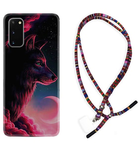 Samsung A02S A03S A10 A12 A13 A21S A22 Kılıf Boyun Asklı Rasta Silikon Wolf and Moon 1380