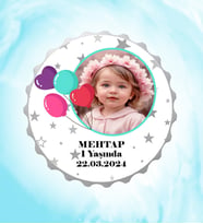 Kişiye Özel Balonlu Resimli İsimli Yıldızlar Kapak Magnet Açacak