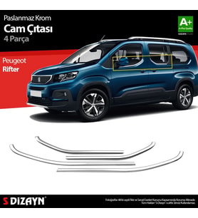 Drs Tuning Peugeot Rifter Krom Cam Çıtası 4 Prç. 2019 Üzeri A+ Kalite