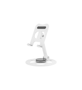 Döner Tabanlı Metal Tablet Standı Masaüstü Telefon Tutucu Katlanır (Beyaz)
