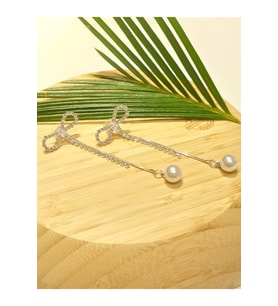 Monalisa Home Lüks Gümüş Renk Taşlı Abiye Küpe