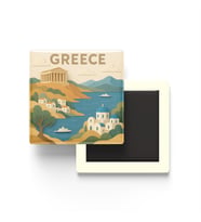 Yunanistan - Greece - Paper Cut Art - Baskılı Buzdolap Magneti Kare - 9x9 cm