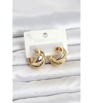 316L Çelik Gold Renk Asimetrik Halka Model Kadın Küpe TJ-BKP11861
