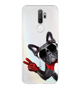 PrintiFy Oppo A5 2020  ile Uyumlu 1mm Slim Fit Köpek 2 050e Baskılı Şeffaf  Kılıf