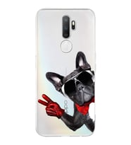 PrintiFy Oppo A5 2020  ile Uyumlu 1mm Slim Fit Köpek 2 050e Baskılı Şeffaf  Kılıf