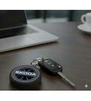 Skoda Uyumlu Özel Tasarım Araba Anahtarlığı - Premium Hafif ve Dayanıklı Anahtarlık (Mavi)