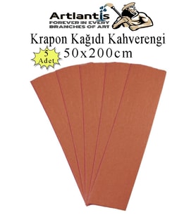 Krapon Kağıdı 50x200 cm 5 Adet Renkli Grapon Kağıdı Okul Sınıf Etkinlik Kreş Okul Öncesi Kırapon Grafon (Kahverengi)