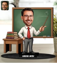 BK Gift Kişiye Özel Erkek Öğretmen Tasarımlı Karikatür Biblo -18, Öğretmene Hediye, Öğretmenler Günü Hediyesi