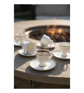 Blair 6 Kişilik Porselen Kahve Fincan Takımı Silver - 90 ml -MSKF512
