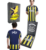 Fenerbahçe Orijinal Lisanslı 2025/26 Çubuklu Yeni Sezon Forma Hediyelik Ahşap kutulu (Sarı-Lacivert)