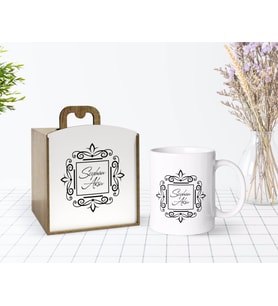 BK Gift Kişiye Özel Ahşap Kutuda İsimli Beyaz Kupa Bardak-1