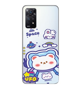 Xiaomi Redmi Note 11 PRO Uyumlu Ufo Ayı Tasarımlı Şeffaf Telefon Kılıfı