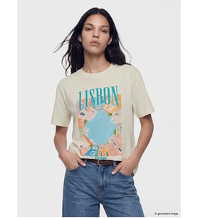 LCW Vision Ekru Oversize %100 Pamuklu Kadın Tişört