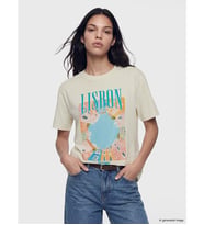 LCW Vision Ekru Oversize %100 Pamuklu Kadın Tişört