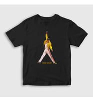 Presmono Unisex Çocuk Siyah Pose Queen Freddie Mercury T-Shirt 34468tt