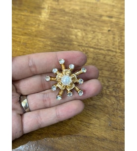 ZİRKON TAŞ İNCİLİ BROŞ YAKA GİYİM AKSESUARI 4X4 CM