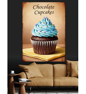 Çikolatalı Cupcake Tatlı Yiyecek Dekoratif Kanvas - Mdf Ahşap Tablo