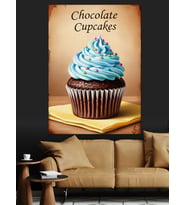 Çikolatalı Cupcake Tatlı Yiyecek Dekoratif Kanvas - Mdf Ahşap Tablo
