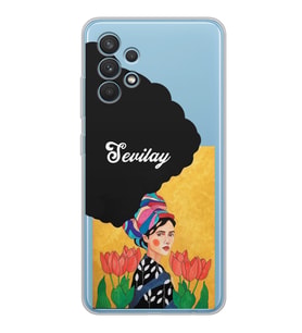 Samsung Uzun Saçlı Frida Tasarımlı Şeffaf Telefon Kılıfı