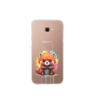 Samsung Galaxy J4+ Plus ile Uyumlu Splash Tilki Tasarımlı Şeffaf Silikon Kılıf