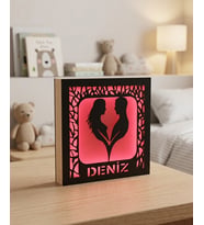 Kişiye Özel – Sevgililer Günü ve Yıl Dönümü Hediyesi Gece Lambası (Antrasit - Kırmızı)