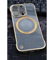iPhone 14 Pro Uyumlu Altın Sarı Gold Renkli İnce Kenarlı Şeffaf Sert Kapak Kılıf