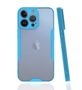 Apple iPhone 13 Pro Kılıf Kamera Korumalı Arkası Şeffaf Silikon (Mavi)
