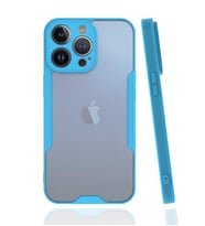 Apple iPhone 13 Pro Kılıf Kamera Korumalı Arkası Şeffaf Silikon (Mavi)
