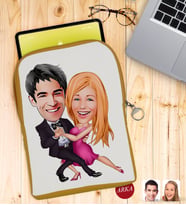 BK Gift Kişiye Özel Sevgililer Karikatürlü Taşınabilir Koruyucu Tablet Kılıfı & Organizer Çanta - Sarı-13