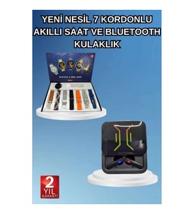 Mey İthalat® 2025 Model Kablosuz Kulaklık ve Yeni Nesil Akıllı Saat Metal Kayış Plastik Kayış