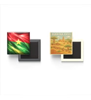 Buzdolap Magnetleri - Burkina Faso Bayrağı ve Paper Cut Tema - 2'li Set Magneti