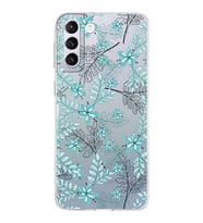 Samsung Galaxy S21 Plus Kapak Floral Su Yeşili Tasarımlı Şeffaf Silikon Kılıf