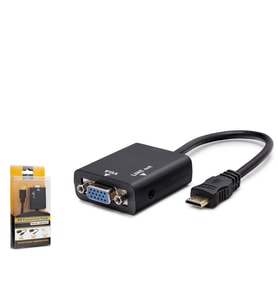 Mini Hdmi To Vga Ses Çıkışlı Görüntü Dönüştürücü - Siyah Hdx7762