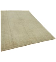 Krem Salon Halısı Bej Eskitme Vintage Stil El Dokuma Madalyon Desenli Pamuk Yün Karışımlı
