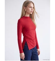 LCW Vision Kırmızı Dik Yaka Kadın Büzgülü Body