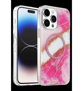 Onegif iPhone 14 Pro Max Lotus Simli Magsafe Kapak - Pembe
