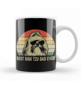 Best Shih Tzu Dad Ever Vintage Kupa Bardak Porselen