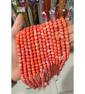 Mercan Taşı -Parlak Turuncu Küre Kesim 7mm Doğal Taş Dizi