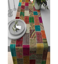 Çok Renkli Patchwork Premium Masa Örtüsü Runner RNR291