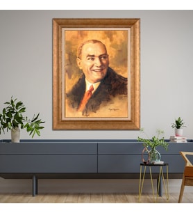Altın Varaklı Paspartulu Çerçeveli Tablo hb577