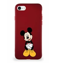 Apple iPhone 7 Soft Premier Kapak Mickey Mouse-A Tasarımlı Silikon Kılıf - Mürdüm (Şeffaf)